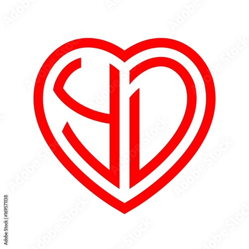 Free Download initial letters logo yd red monogram heart love shape - GFXLoad