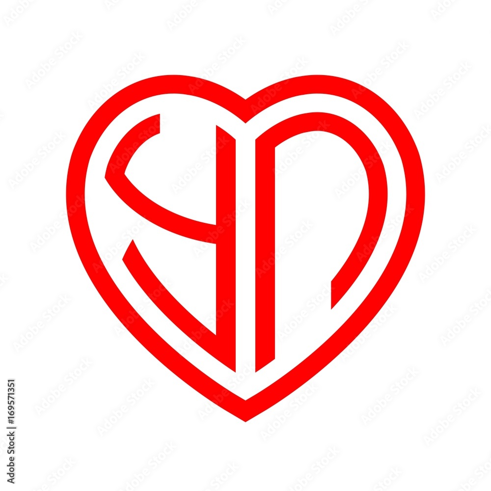 initial letters logo yn red monogram heart love shape initial letters logo yn red monogram heart love shape
