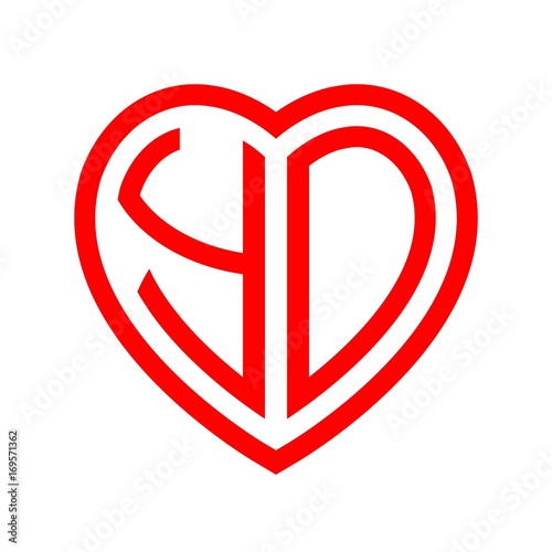 Free Download initial letters logo yo red monogram heart love shape - GFXLoad