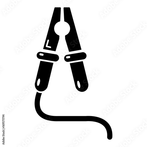 Jumper cable icon, simple black style