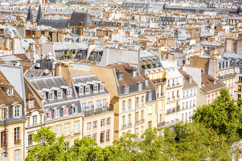 Aerial cityscape view on the beautiful old buildings in Paris