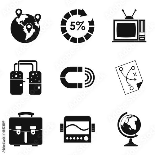 Fiscal icons set, simple style