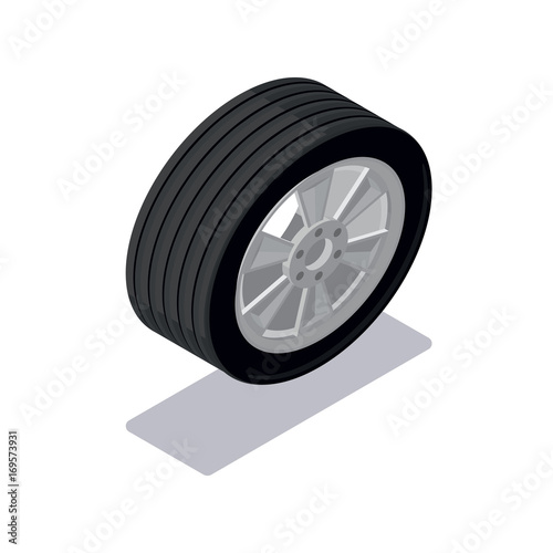 Isometric aluminum car wheel icon
