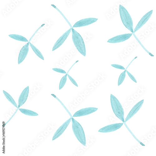 Green tree leaves hand painting watercolor pattern on white paper texture background, seamless watercolor pattern background © mangpor2004