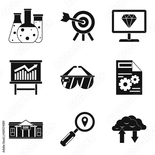 Financial market icons set, simple style