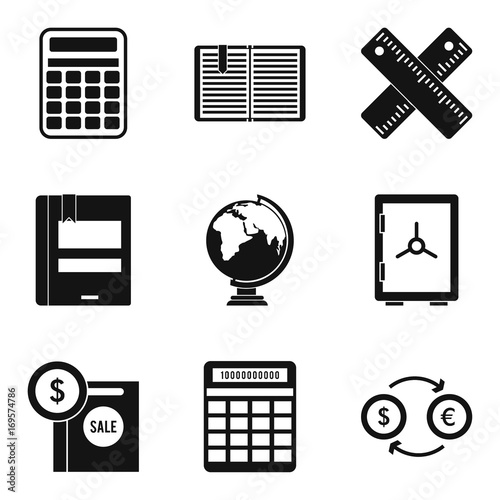 Estimation icons set, simple style