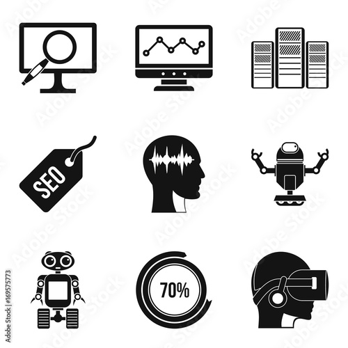 Numerator icons set, simple style