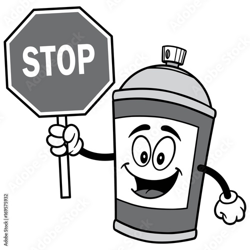 Spray Can with Stop Sign Illustration
