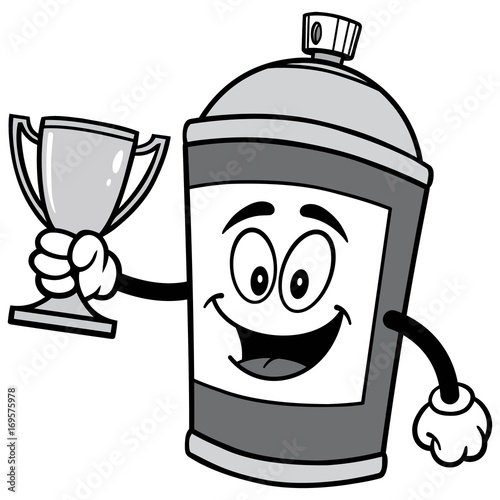 Spray Can with Trophy Illustration