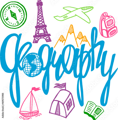 Vector illustration in doodle style for geography subject. Back to school theme.