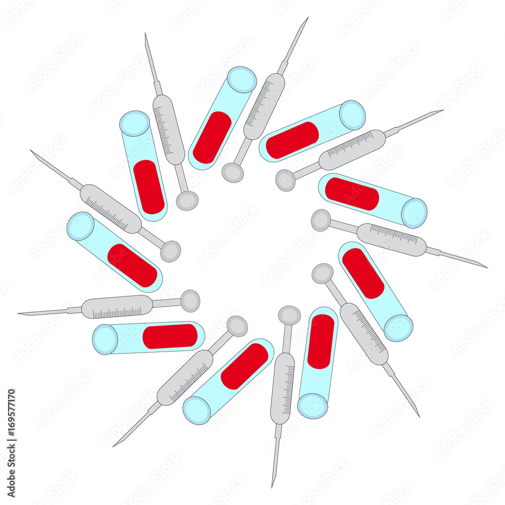 Syringes with test- tubes in ring Syringes with test- tubes in ring
