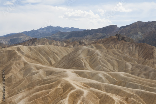 Beautiful petrified sand dunes of Zabriskie Point, Death Valley national park, California, USA.
