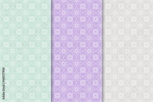 Set of colored vertical floral seamless patterns