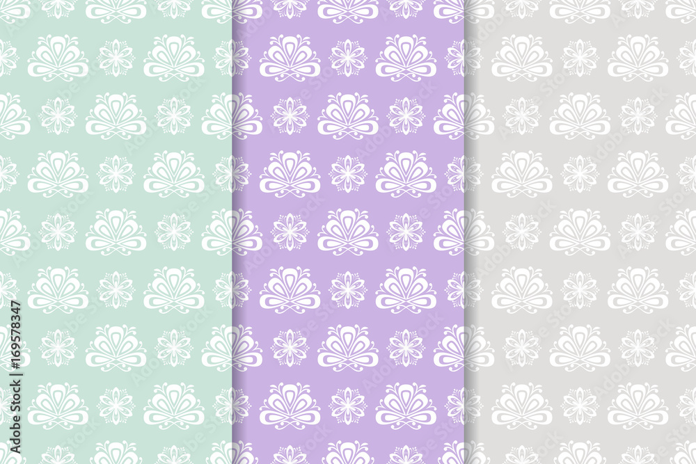Obraz premium Set of colored vertical floral seamless patterns