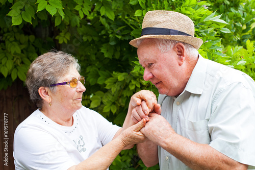 Senior couple in the park photo