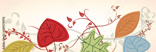  Vector banner dead leaves, autumn background