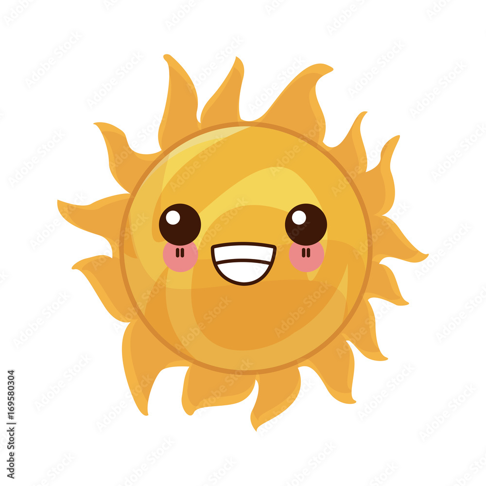 kawaii sun in a space cosmic astronomy science vector illustration