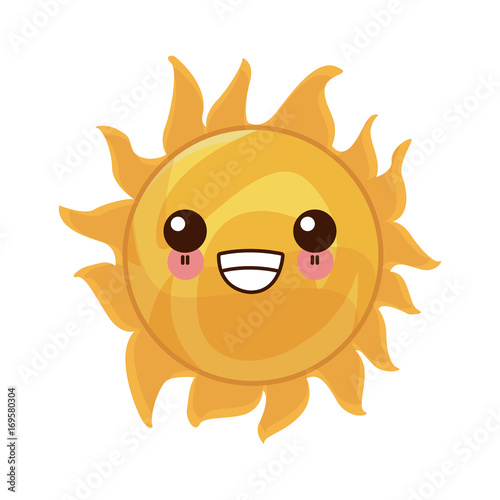 kawaii sun in a space cosmic astronomy science vector illustration