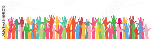 hands raising love with heart
