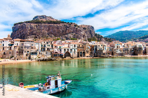 View of cefalu, town on the sea in Sicily, Italy photo