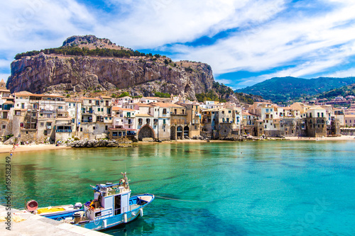 View of cefalu, town on the sea in Sicily, Italy