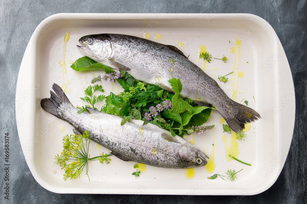 Delicious fresh fish (trout) Delicious fresh fish (trout)