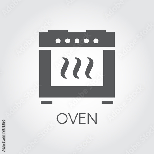 Flat icon of oven. Cooking concept. Label for kitchen interior design themes, sticker, books, pictogram for sites, apps and other projects. Vector illustration