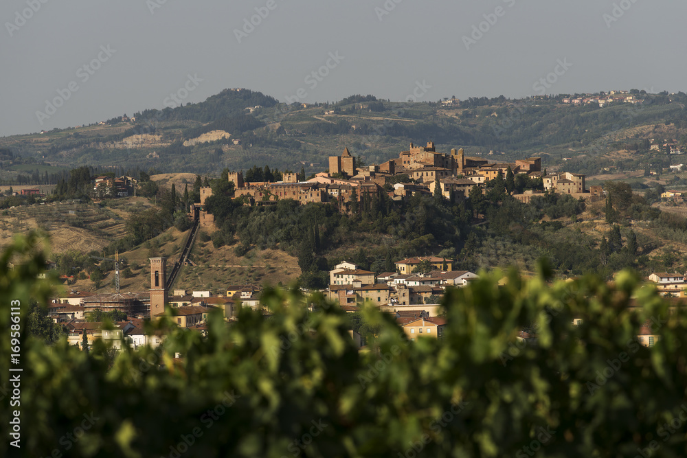 Tuscany village of Certaldo high at sunset