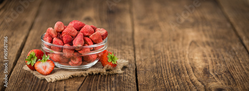 Portion of Strawberries (dried), selective focus