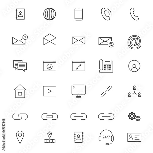 30 Line Contact Icons