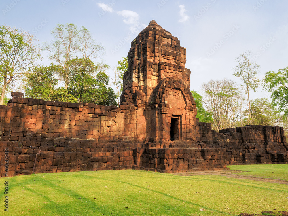 The ancient Khmer-style temple in Mueang Singh historical park in Kanchanaburi Province, Thailand, which is believed built in the 13th century.
