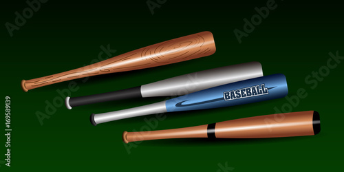 Isolated set of baseball bats