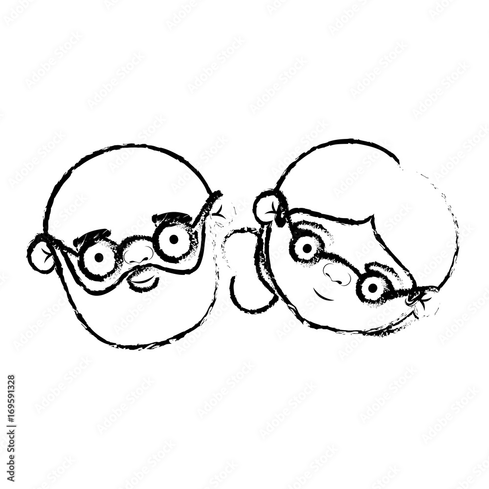 blurred silhouette of face of elderly couple bald grandfather wi blurred silhouette of face of elderly couple bald grandfather wi