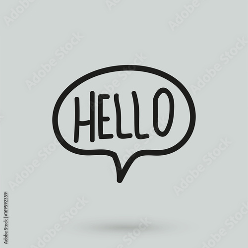 Speech bubbles with "hello" word, hand drawn vector