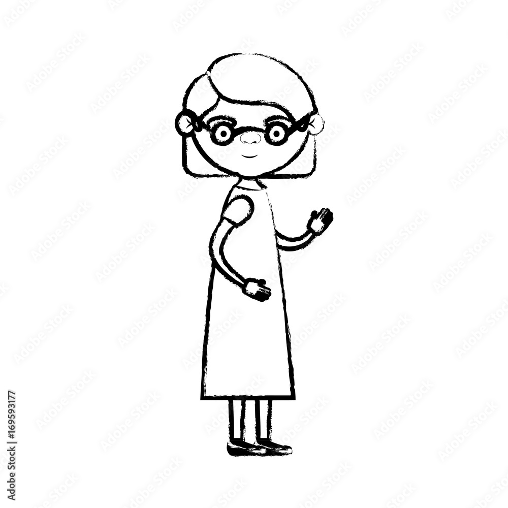 blurred silhouette of full body elderly woman in dress with short hairstyle and glasses blurred silhouette of full body elderly woman in dress with short hairstyle and glasses