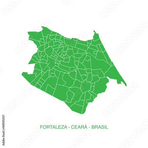 Fortaleza city map, Ceara State, Brazil