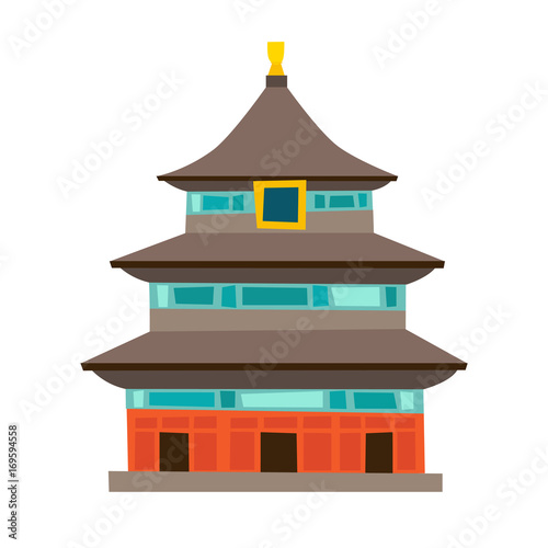 Temple of Heaven vector icon. China house, cartoon style. Chinese temple, Isolated on white background. Pagoda temple