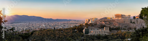 Photos Panorama von der Akropolis und der Skyline von Athen bei Sonnenuntergang, Griech