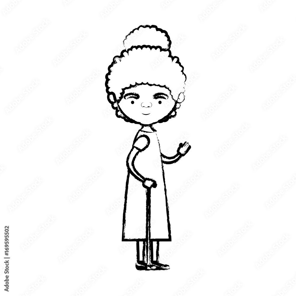 blurred silhouette of full body elderly woman in walking stick with dress and curly collected hairstyle blurred silhouette of full body elderly woman in walking stick with dress and curly collected hairstyle