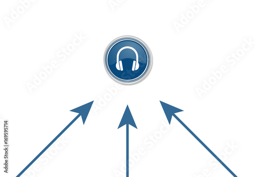 Pfeile zeigen auf Button - Lärmschutz-Symbol