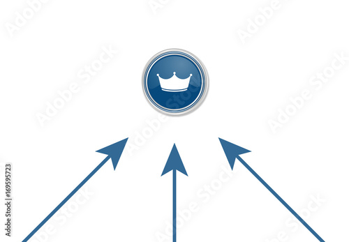 Pfeile zeigen auf Button - runde Krone