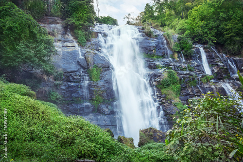 wachirathan waterfalls  a tourist attraction at doi inthanon  chiang mai  unseen thailand.