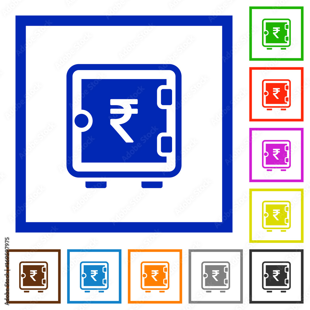 Indian Rupee strong box flat framed icons
