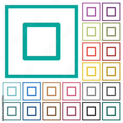 Media stop flat color icons with quadrant frames