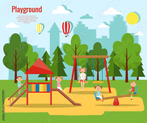 Fototapeta Naklejka Na Ścianę i Meble -  Children's playground vector illustration.