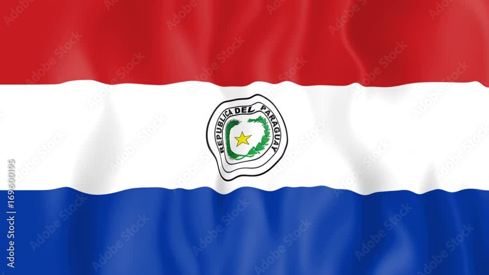 Animated flag of Paraguay in slow motion