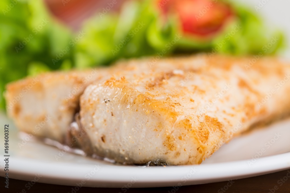 Fried fish with vegetable. Fried fish with vegetable.