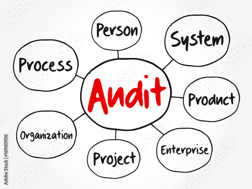 Audit evaluation area mind map flowchart, business concept for presentations and reports