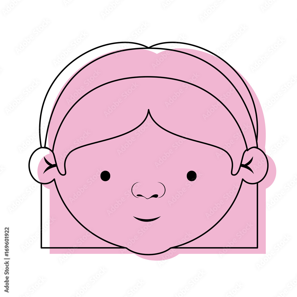 face elderly woman with glasses and bow lace straight short hairstyle in pink watercolor silhouette face elderly woman with glasses and bow lace straight short hairstyle in pink watercolor silhouette