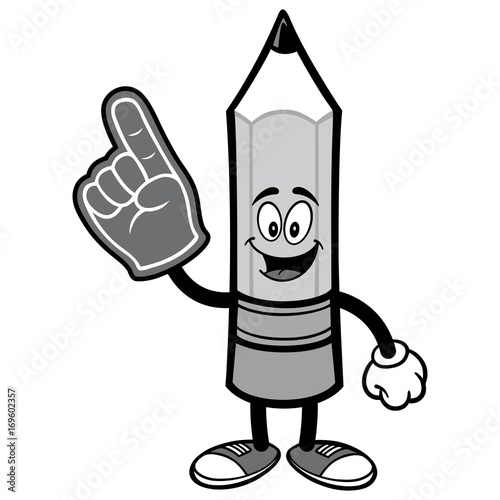 Pencil with Foam Finger Illustration